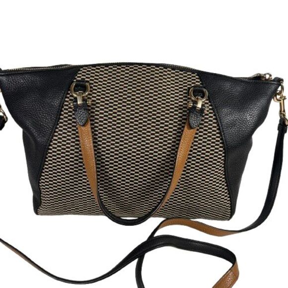 COACH Legacy Jacguard PRAIRIE SATCHEL TOTE 29848 Leather Black Crossbody Purse - Picture 5 of 16